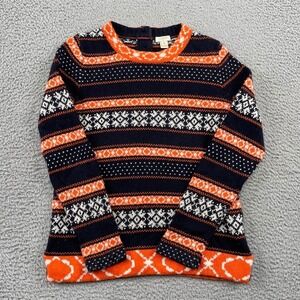 J.Crew Sweater Womens XS Navy Orange Fair Isle Merino Wool Blend
